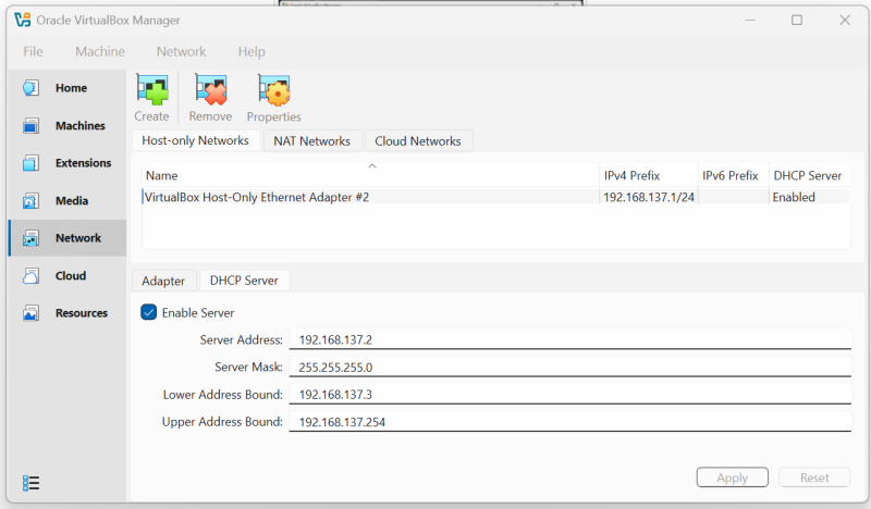 Berkas:Pengaturan DHCP Server pada VirtualBox.png